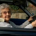 Old Lady driving car